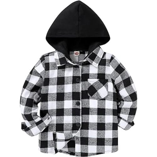 Toddler Kids Boys Girls Flannel Hooded Plaid Shirt Button Baby Red Plaid Shirt Plaid Shirt Hooded Clothes