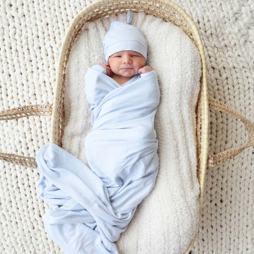 Ice Blue Waffle Bamboo Oversized Swaddle Blanket