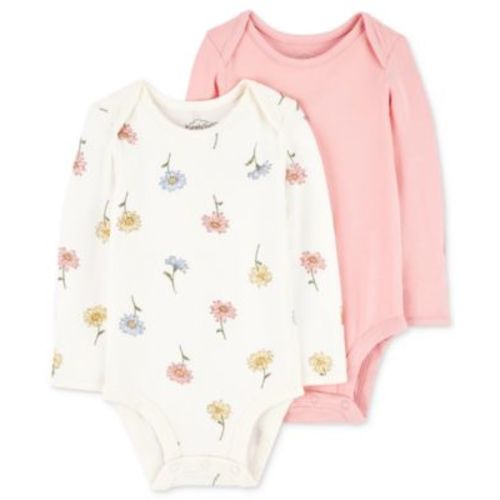 Baby Girls Long-Sleeve PurelySoft Bodysuits, Pack of 2