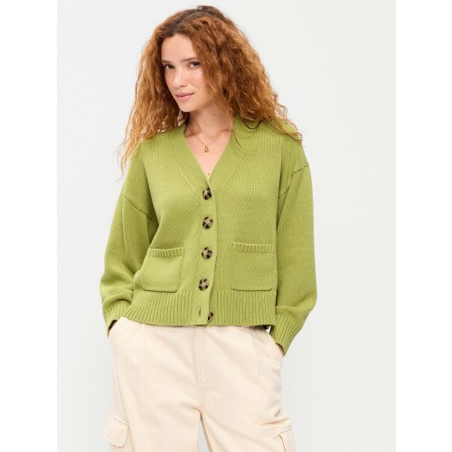 Seaside Cotton V-Neck Cardigan Sweater