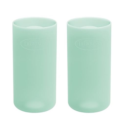 Dr. Brown's Options+ Narrow Glass Bottle Sleeves, 100% Silicone, Mint, BPA-Free, 8 oz, 2-Pack