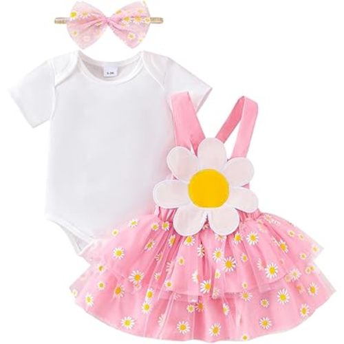 Baby Girl Clothes Newborn Ruffle Romper Cartoon Suspender Skirt Bow Headband Infant Summer Outfits 0-18 Months