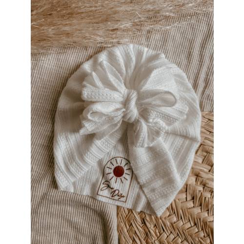 CREAM pointelle ribbed Newborn Baby Turban, Knot baby turban hat,newborn beanie, baby headwrap, newborn hat,turban hat, knot hat