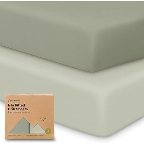 2-Pack Bamboo Viscose Crib Sheets for Boys, Girls - Fitted Crib Sheet, Organic Baby Crib Sheets Neutral,Crib Mattress Sheet, Toddler Bed Sheets,Baby Sheets for Crib,Unisex Crib Fitted Sheet (Lichen)