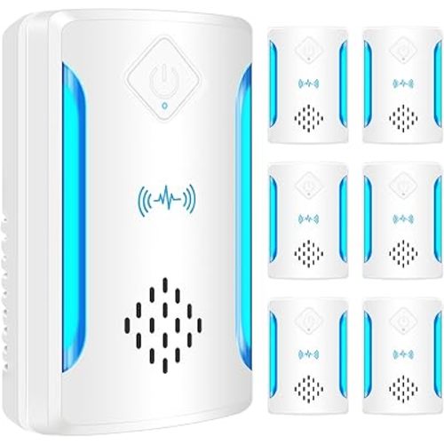 6 Packs Ultrasonic Pest & Insect Repeller, Upgraded Indoor Ultrasonic Repellent for Mosquitoes, Roaches, Flies, Mouse, Geckos, Spiders, Electronic Plug in Pest Control, 2 Mode Switching - White