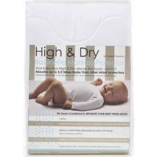 Sweet Dreams High & Dry Bassinet Mattress Protector White
