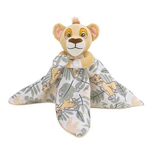 Disney Lion King Simba Yellow, Green, and White Jungle Leaves Lovey Security Blanket