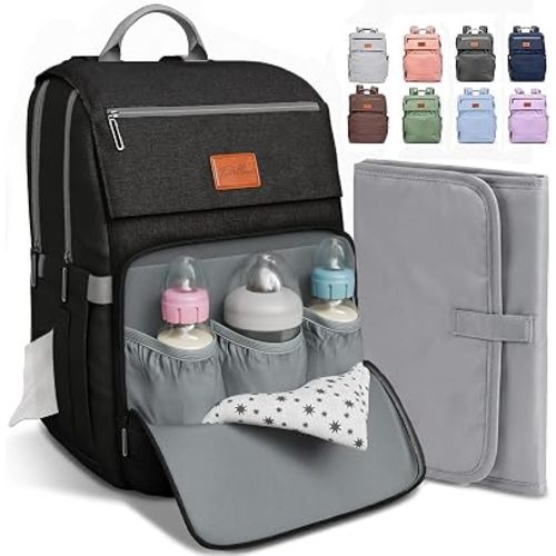 Pillani Baby Diaper Bag Backpack - Baby Bag for Girls & Boys, Large Waterproof Diaper Backpack - Baby Shower Gifts for Boys & Registry Must Haves - Travel Diaper Bags with Changing Pad - Newborn Stuff