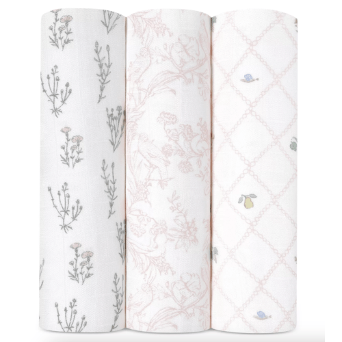 Aden and Anais Silky Soft French Swaddle Blanket, Pack of 3