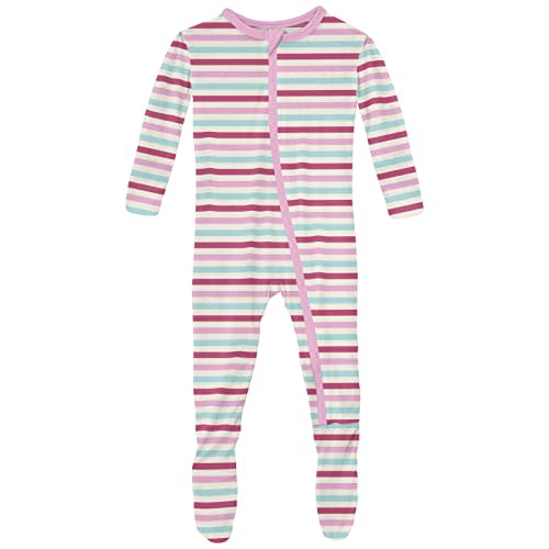 KicKee Print Footies with Zipper, Super Soft One-Piece Jammies, for Babies and Kids, Spring 2 Vintage