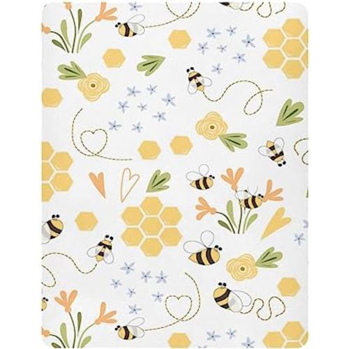 Floral Bee Fitted Crib Sheet for Girls and Boys,Soft Breathable Baby Sheet for Standard Size Crib Mattress 21164184