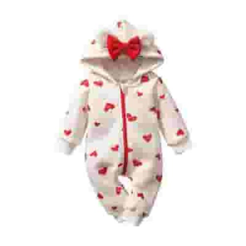 EGNMCR Toddler Baby Girl Boy Winter Clothes Hooded Romper Baby Jumpsuit Infant Kids Solid Outfits Baby Girl Boy Jumpsuit - Fall/Winter Savings Clearance