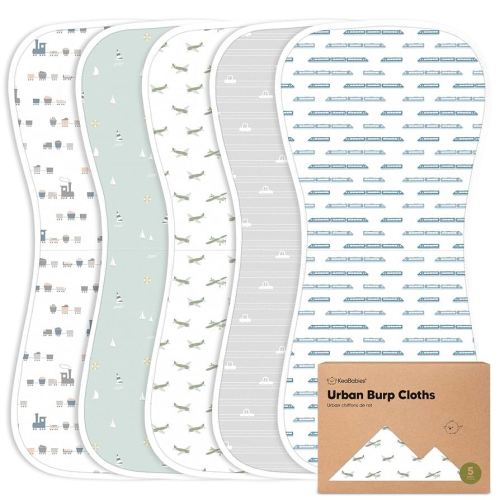 KeaBabies Organic Burp Cloths 5-Pack (Vessels)