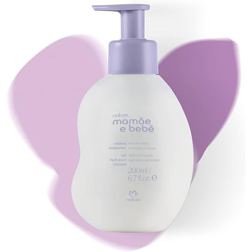 natura - Mamãe e Bebê Baby Relaxing Moisturizer - Fast Absorbing - 100% Vegan - Plant Based Oils, Cupuaçu Butter - 99% Natural Origin - All Skin Types - Cruelty Free - Baby Essentials - 6.7 fl oz