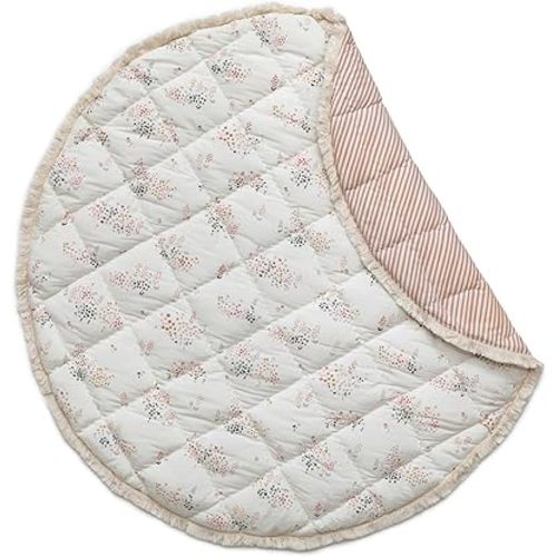 Pehr Baby Play Mat, Flower Patch | Ultra-Soft Quilted 100% Cotton Exterior with Plush Polyester Fiberfill | 40” Diameter