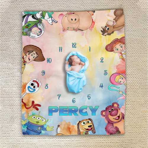 Personalized Milestone Disney Toy Story Blanket/Milestone Toy Story Blanket/Woody Buzz Lightyear Jessie Toy Story Milestone Blanket OGXL09