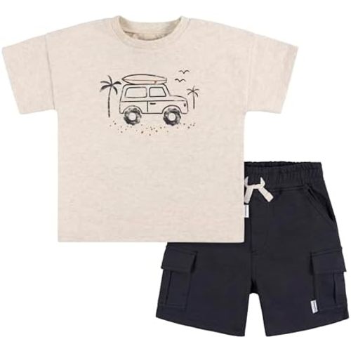 Gerber Baby Boys' Toddler T-Shirt and Shorts Set