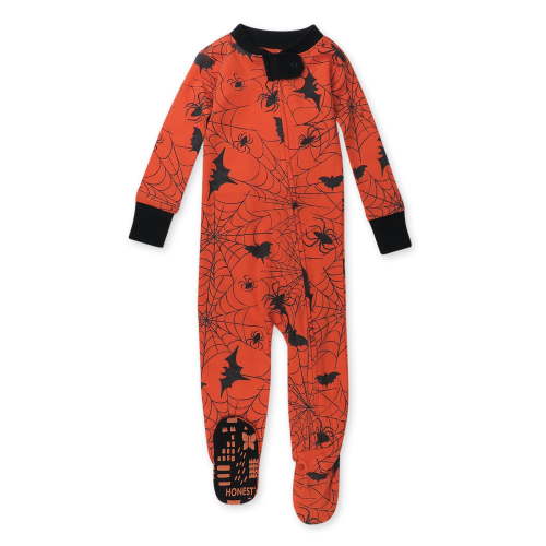 Honest Baby Clothing Baby Boy or Girl Gender Neutral Organic Cotton Snug Fit Footed Sleeper Halloween Pajamas, (12 Months-24 Months)