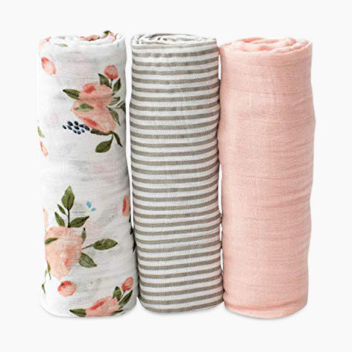 Little Unicorn Cotton Muslin Swaddle 3 Pack - Watercolor Roses