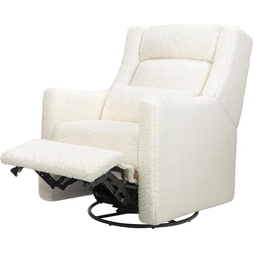babyletto Kiwi Plus Power Recliner and Swivel Glider with Power Headrest and USB Port in Cream Shearling, Greenguard Gold and CertiPUR-US Certified
