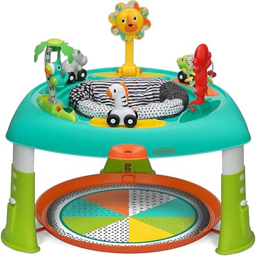 Infantino 2-in-1 Sit, Spin & Stand Entertainer - 360 Seat and Activity Table with Simple Store-Away Design, Multi-Colored, 1-Count