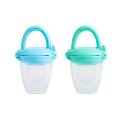 Munchkin Silicone Baby Food Feeder For Solids & Purees - Blue/mint - 2pk