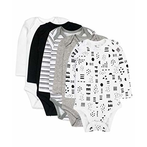 HonestBaby baby-boys 5-pack Long Sleeve Bodysuits One-piece 100% Organic Cotton for Infant Baby Boys, Unisex