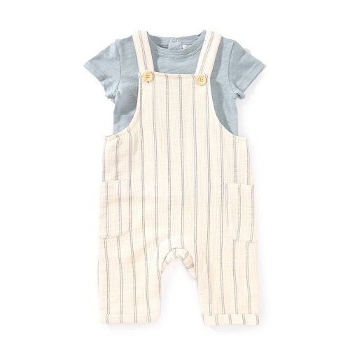 Scene&Heard Baby Boys 3-24 Months Linen Short Sleeve Stripe Coverall Set