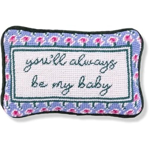 FURBISH Needlepoint Decorative Throw Pillow - Be My Baby - 5" x 8" - Mini Embroidered Accent Pillow for Bed, Chair, Couch, Sofa - Eclectic Home Decor