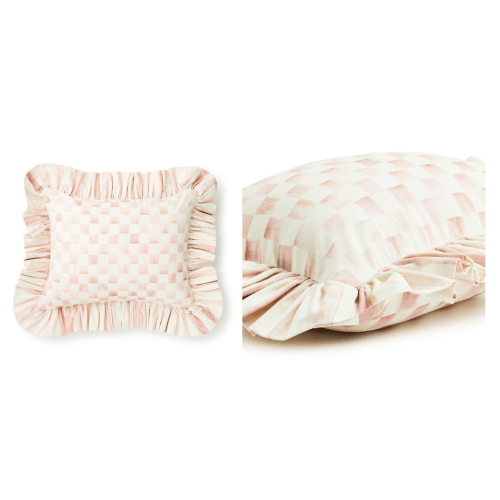 MacKenzie-Childs | Rosy Check Ruffle Lumbar Throw Pillow