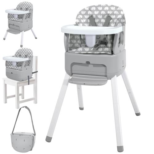 4 in 1 Portable Baby Highchair Convertible Highchair for Babies and Toddlers - Foldable Carry Small Box, High Chair, Infant Booster Seat, Dining Chair, Easy to Carry and Store (Grey)
