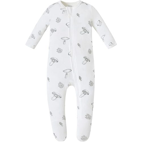 Owlivia Organic Cotton Baby Pajamas, Boys Girls Zip Front Sleep 'N Play Pjs, Footed Sleeper, Long Sleeve