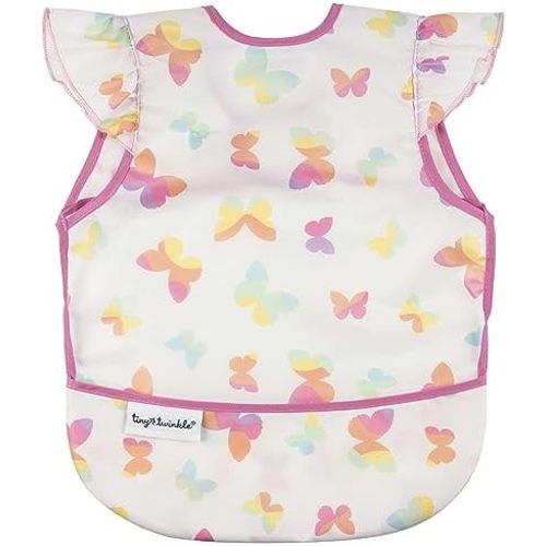 Tiny Twinkle Mess Proof Baby Bib for Girls | Waterproof Toddler Bib for Eating | Baby Apron for Feeding | Machine Washable | Perfect Shower Gift (Butterflies, 6–24M)