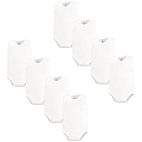 Touched By Nature Organic Cotton Sleeveless Bodysuits 8pk, White, 12-18 Months