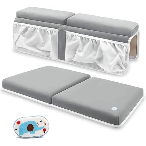 Baby Bath Kneeler & Elbow Rest Set | Thick Non-Slip Cushion Bath Kneeling Pad | Quick Air Drying | Arm Support & Pockets for Comfortable, Fun Bathroom Bathing Time | Hydrangea Island Trading Co.
