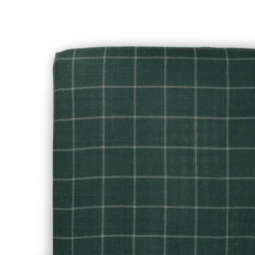 Cotton Muslin Crib Sheet - Evergreen Plaid