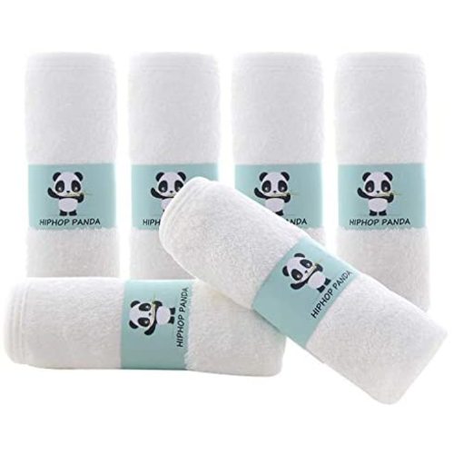 Bamboo Baby Washcloths - 2 Layer Soft Absorbent Bamboo Towel - Newborn Bath Face Towel - Natural Baby Wipes for Delicate Skin - Baby Registry as Shower(6 Pack) - White