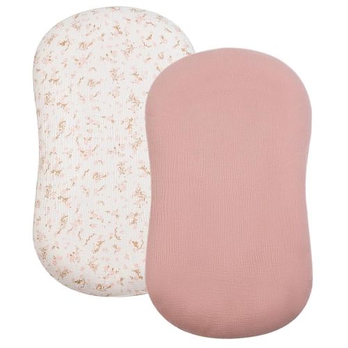 Baby Lounger Cover, Muslin Baby Nest Covers 2 Pack, Cotton Newborn Lounger Covers, Infant Loungers Cover, Breathable Adjustable Slipcover for Boys Girls