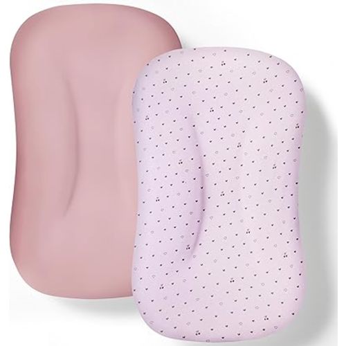 Baby Lounger Cover 2 Pack - Silky Soft and Breathable Infant Lounger Cover, Newborn Lounger Slipcover for Baby Boys Girls, Fits Cpzzkq & Most Loungers, Cover Only, Pink