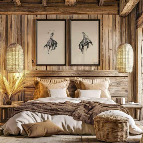 Western Room Poster Set, Bucking Bronco, Gift For Her, Cowboy Wall Art, Texas Gift, Rodeo Print, Boho Art, Illustration Print, Horse Decor