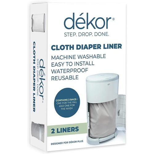 Diaper Dekor Cloth Diaper Liner | 2 Count | Gray | Perfect for Cloth Diapers | Just Step – Drop – Done | Quick & Easy to Replace | Fits the Diaper Dekor Plus Hands-Free Diaper Pail | Machine Washable