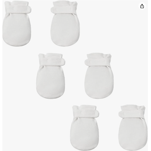 Newborn Baby No Scratch Mittens Stay On, 100% Cotton Breathable, Adjustable Infant Gloves for Baby Boys Girls Mittens