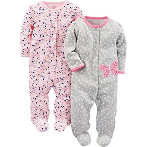 Simple Joys by Carter's Baby Girls' 2-Pack Cotton Snap Footed Sleep and Play