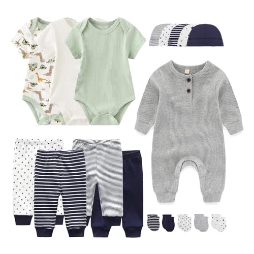 JELYLOVE Unisex Baby boy girls' clothes & Accessories Newborn Outfits Set 18 Pieces Layette Set