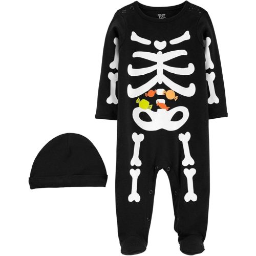 Carter's Just One You Baby Halloween Jumpsuit with Beanie Skeleton (Newborn) - Footie Outfit, Black