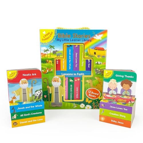 My Little Learner Library: Bible Stories - Christian (12 Board Books) for Toddlers