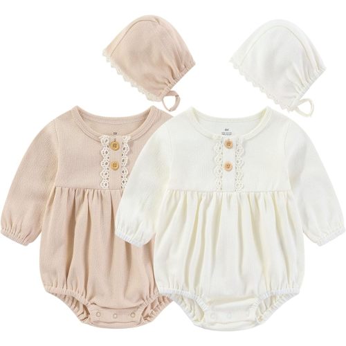 Ruliby Baby Girl Romper Cotton White Bodysut Infant Clothes Outfit 3-6 Months