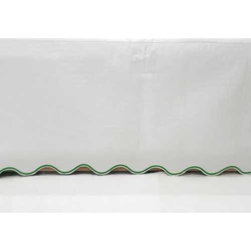 Crib skirt Scalloped embroidery Horizontal Cotton Quilted White 100% Cotton Sateen Crib skirt with split corners ; 4-sided skirt fits around