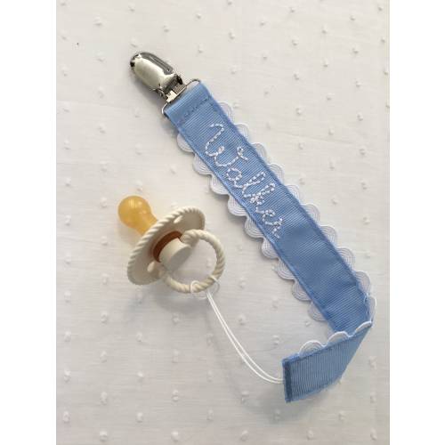Ric Rac Monogrammed Pacifier Clip Holder Embroidered Name