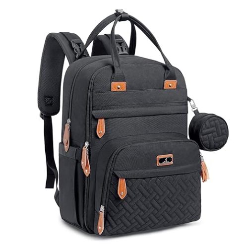 BabbleRoo Diaper Bag Backpack - Baby Essentials Travel Tote - Multi Function Waterproof Diaper Bag, Travel Essentials Baby Bag with Changing Pad, Stroller Straps & Pacifier Case - Unisex, Black